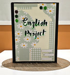 PB English Project Ring Binder – Aesthetic Floral Handmade File | A4 Reusable School Project Folder for Students