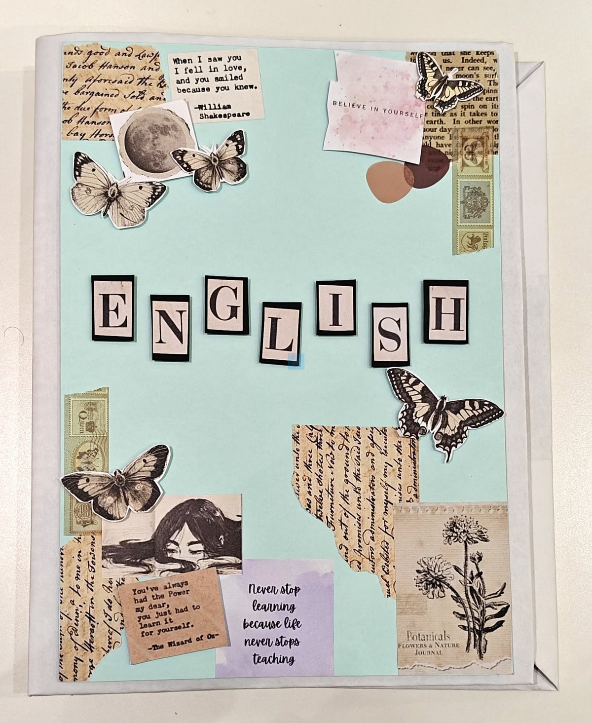 PB English Project File Ring Binder – A4 Handmade Decorated Folder for School, College Assignments, Scrapbook & Notes | Aesthetic Vintage Theme