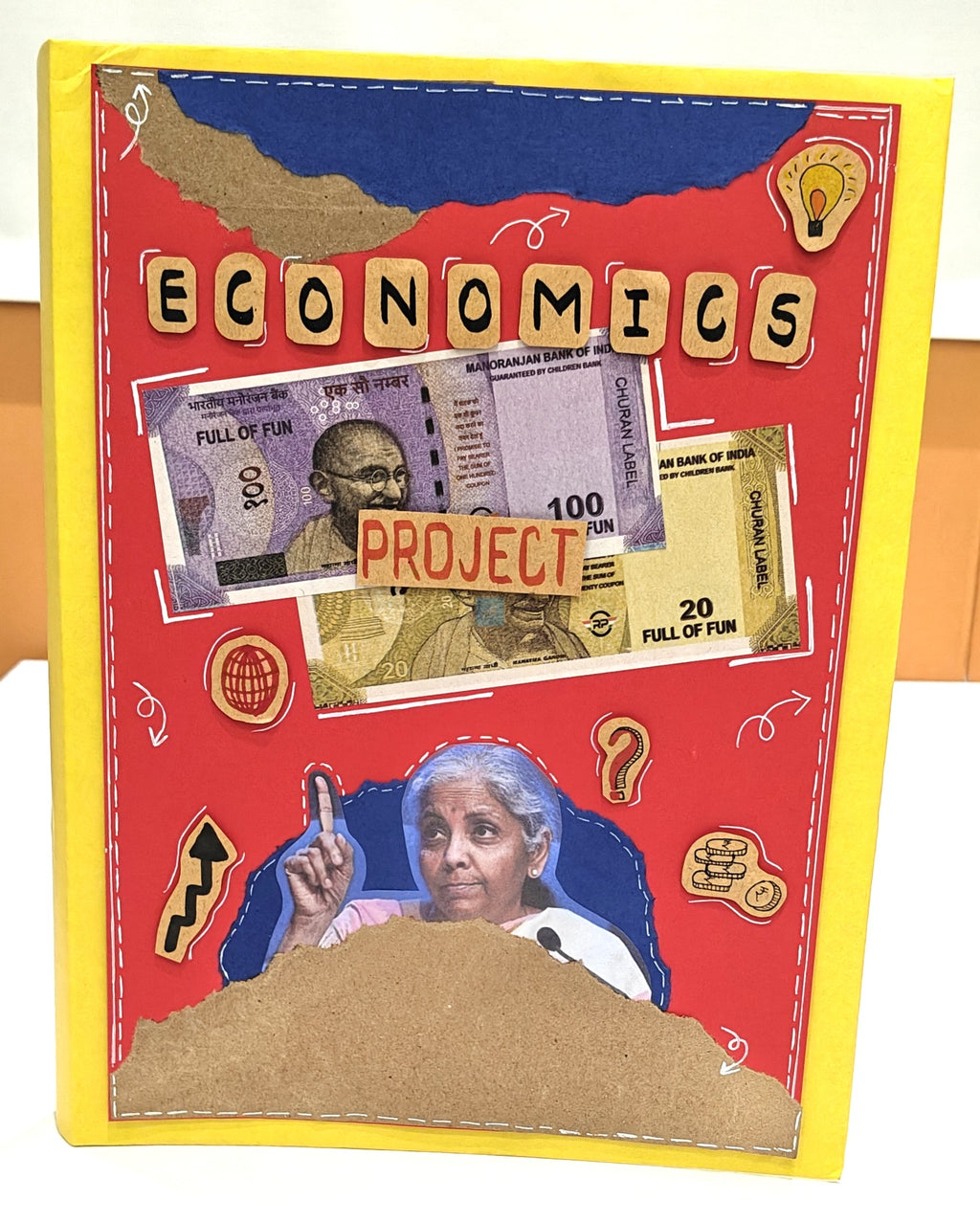PB Economics Theme A4 Ring Binder Project File – Handmade Design Folder for School & College Projects, Durable Presentation Binder