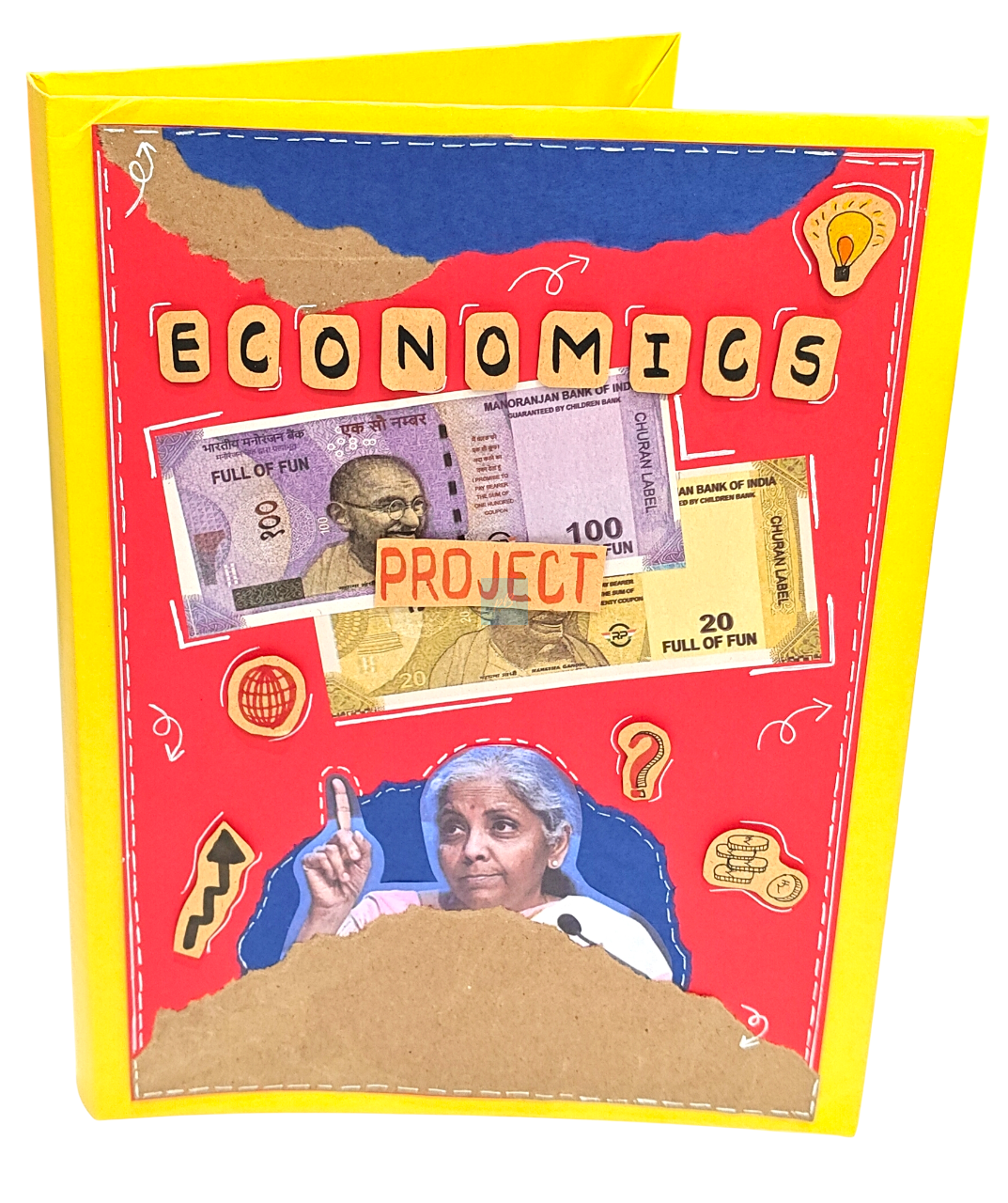 PB Economics Theme A4 Ring Binder Project File – Handmade Design Folder for School & College Projects, Durable Presentation Binder