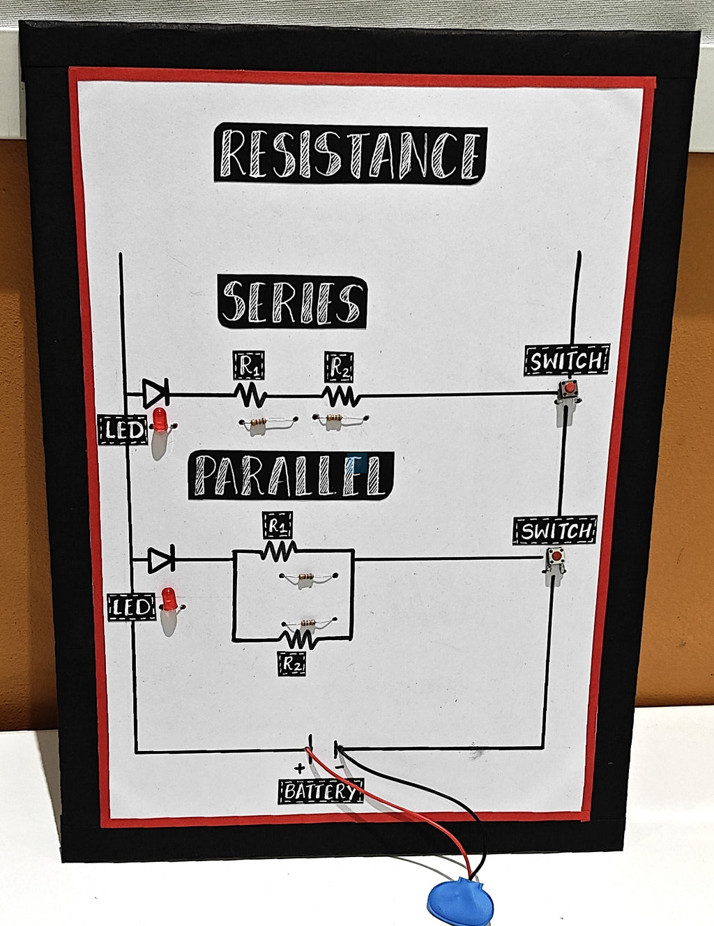 Project Banao Series and Parallel Resistance Circuit Kit with LED, Resistors, Switch & Battery – STEM Physics Electronics Learning Model for Students | DIY Educational Science Project