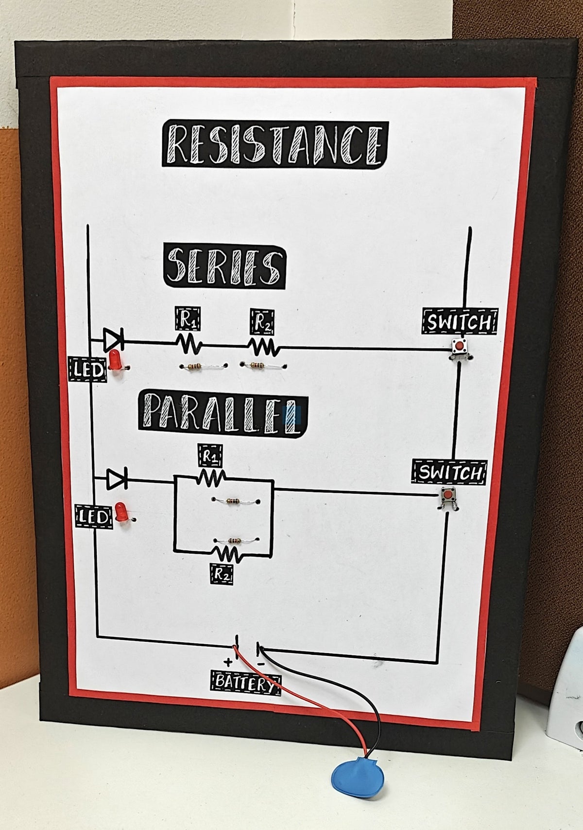 Project Banao Series and Parallel Resistance Circuit Kit with LED, Resistors, Switch & Battery – STEM Physics Electronics Learning Model for Students | DIY Educational Science Project