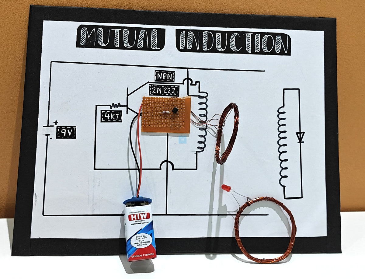Project Banao Mutual Induction Experiment Kit with 9V Battery, LED, Induction Coils & Transistor – Educational Physics STEM Project for Students