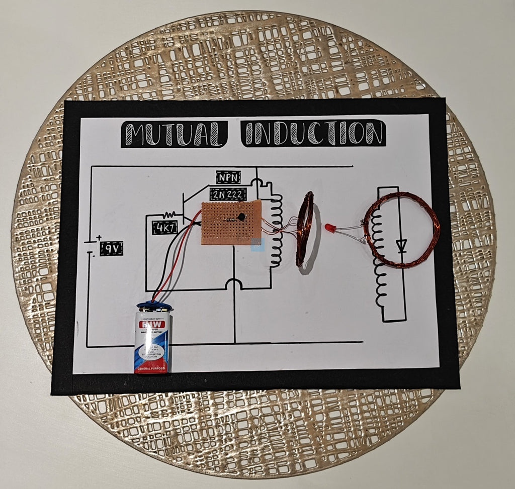 Project Banao Mutual Induction Experiment Kit with 9V Battery, LED, Induction Coils & Transistor – Educational Physics STEM Project for Students