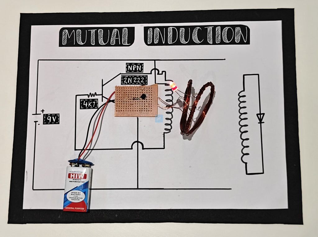 Project Banao Mutual Induction Experiment Kit with 9V Battery, LED, Induction Coils & Transistor – Educational Physics STEM Project for Students