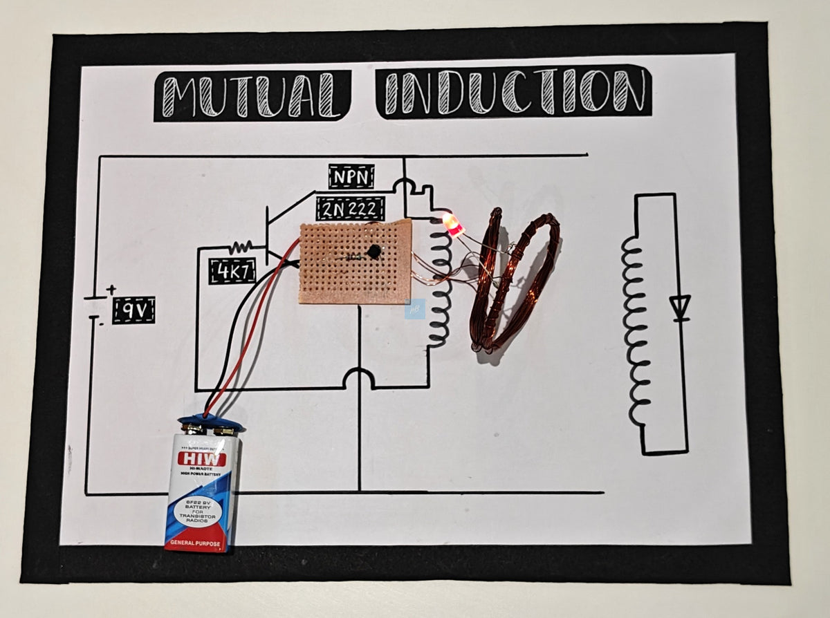 Project Banao Mutual Induction Experiment Kit with 9V Battery, LED, Induction Coils & Transistor – Educational Physics STEM Project for Students