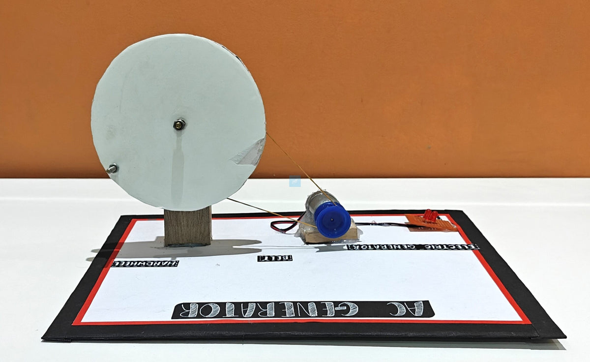 Project Banao AC Generator Working Model – Manual Handwheel Generator with LED Indicator & Belt Drive | School Science Project Kit | STEM Physics Experiment Model