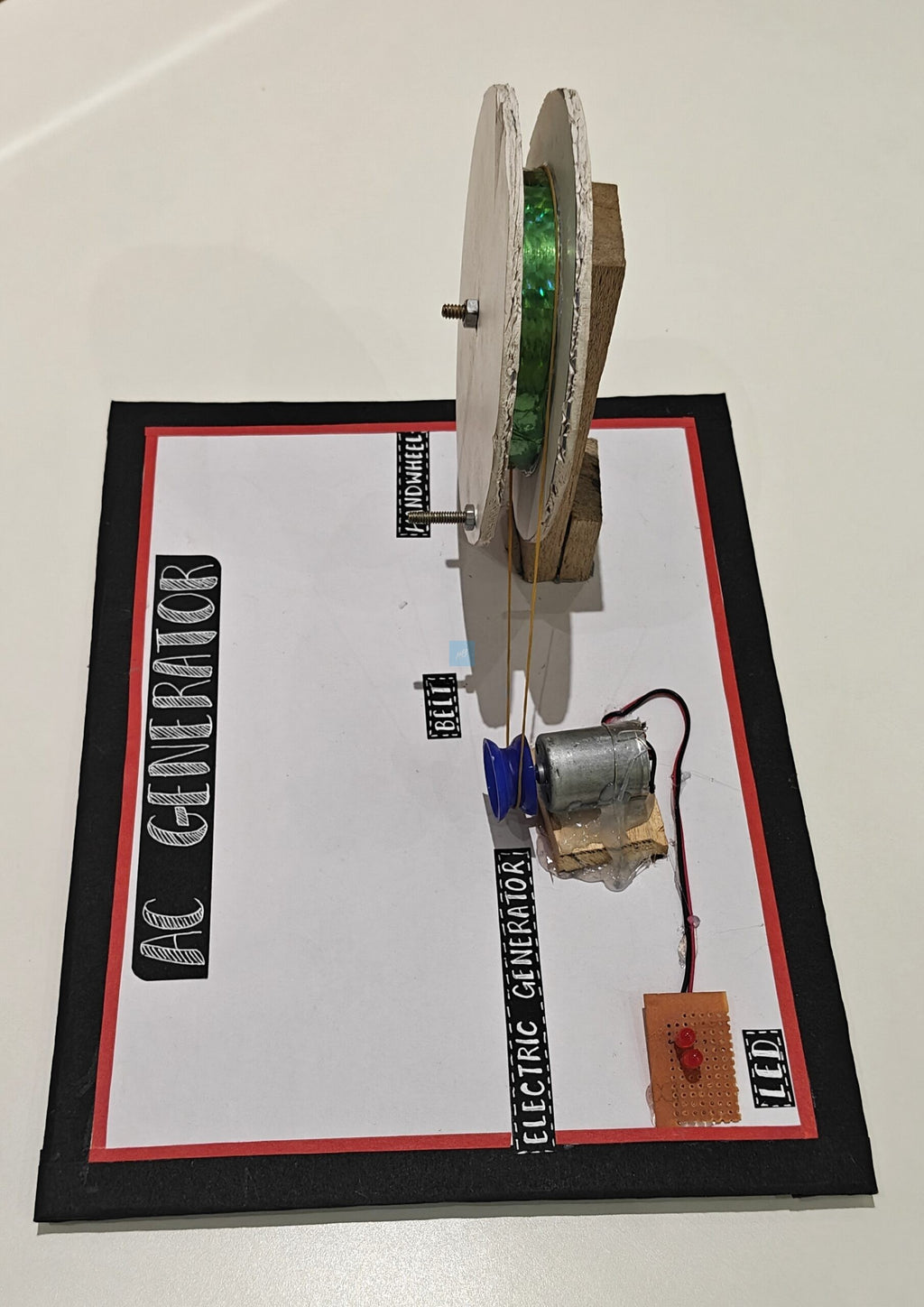 Project Banao AC Generator Working Model – Manual Handwheel Generator with LED Indicator & Belt Drive | School Science Project Kit | STEM Physics Experiment Model