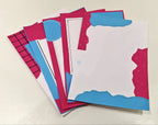 Project Banao Decorative Scrapbook Paper Set of 10 | 180 GSM | Teal Blue & Magenta Pink with White Accents Journaling & Craft Design Sheets for DIY Scrapbooking, Card Making, Art Projects