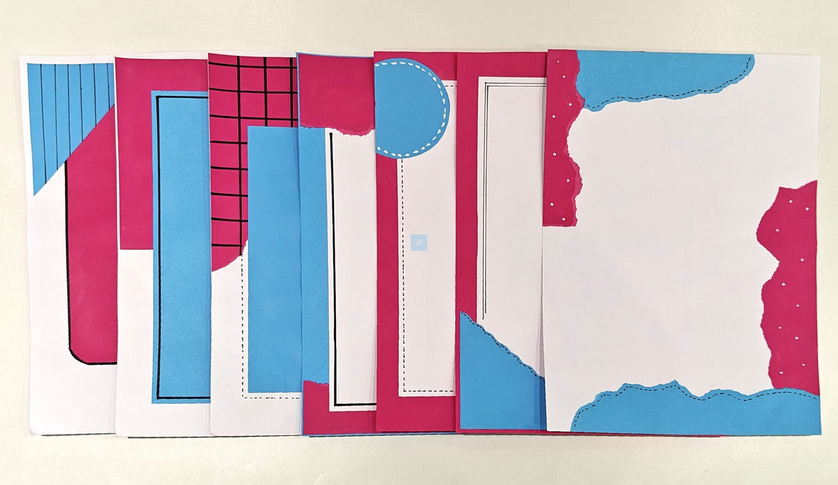 Project Banao Decorative Scrapbook Paper Set of 10 | 180 GSM | Teal Blue & Magenta Pink with White Accents Journaling & Craft Design Sheets for DIY Scrapbooking, Card Making, Art Projects