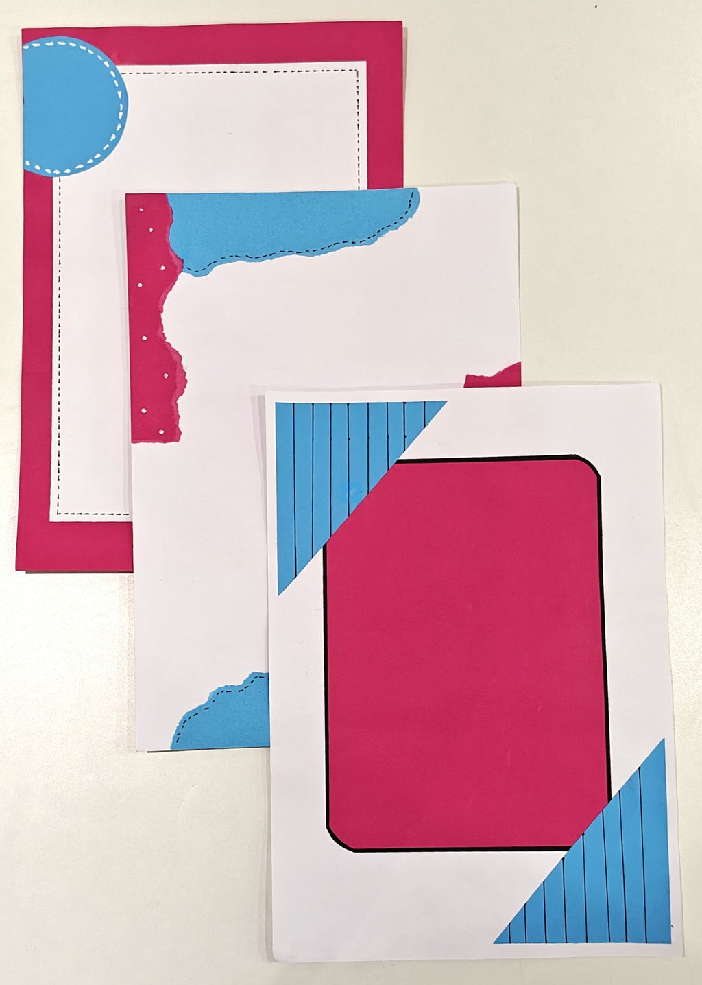 Project Banao Decorative Scrapbook Paper Set of 10 | 180 GSM | Teal Blue & Magenta Pink with White Accents Journaling & Craft Design Sheets for DIY Scrapbooking, Card Making, Art Projects