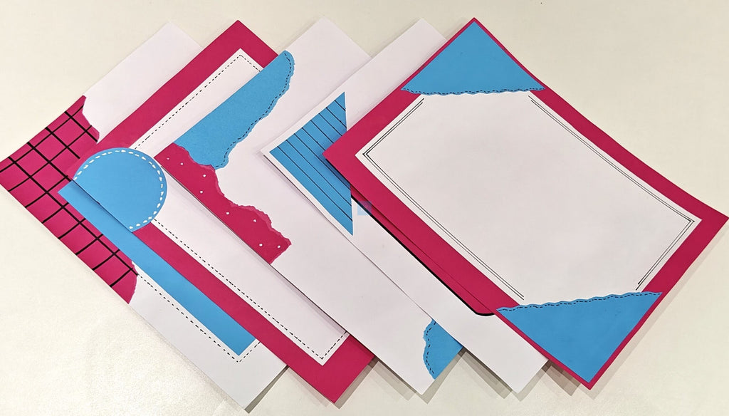 Project Banao Decorative Scrapbook Paper Set of 10 | 180 GSM | Teal Blue & Magenta Pink with White Accents Journaling & Craft Design Sheets for DIY Scrapbooking, Card Making, Art Projects