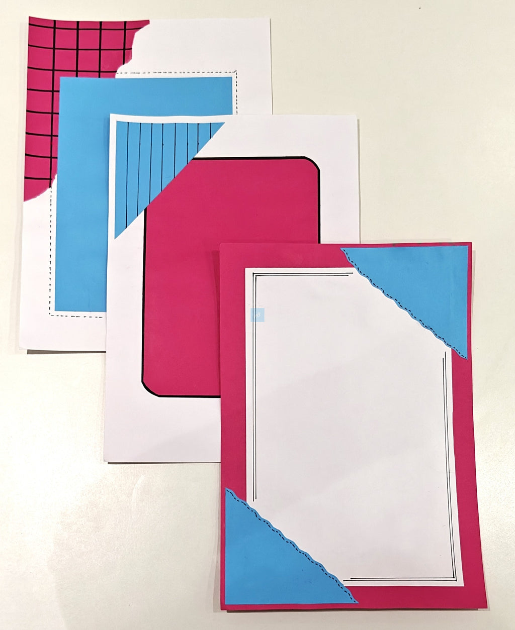 Project Banao Decorative Scrapbook Paper Set of 10 | 180 GSM | Teal Blue & Magenta Pink with White Accents Journaling & Craft Design Sheets for DIY Scrapbooking, Card Making, Art Projects
