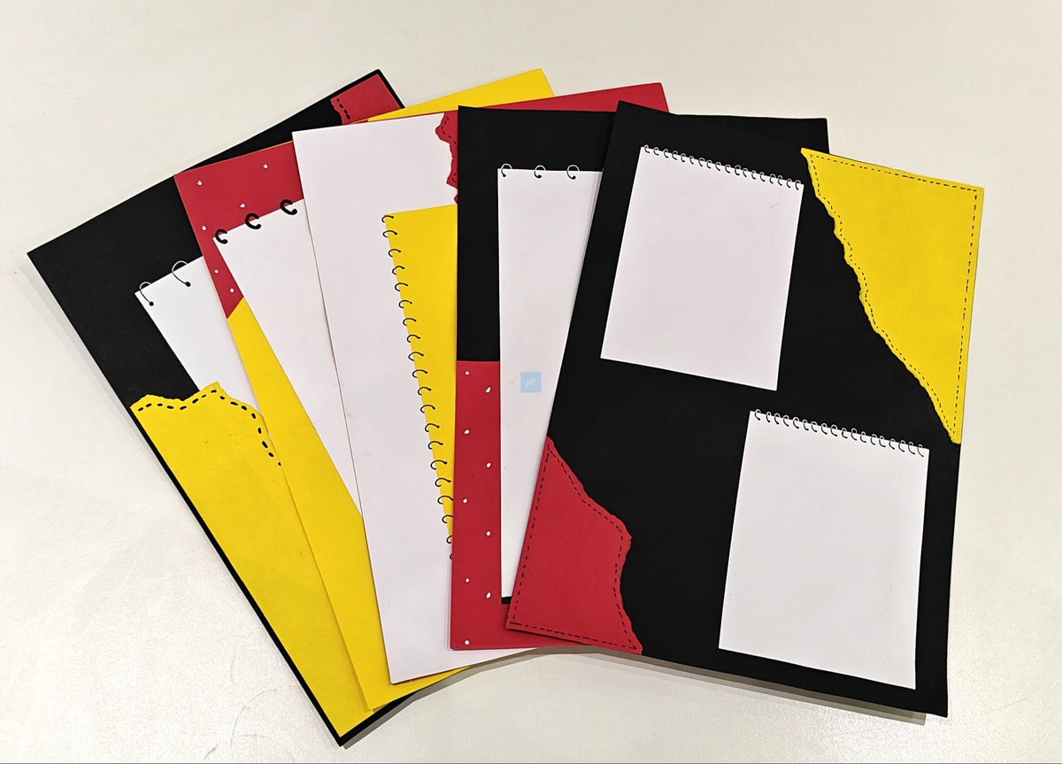 Project Banao Bold Contrast Scrapbook Paper Set of 10 | 180 GSM Black-Red-Yellow Aesthetic Journaling Cards for Scrapbooking, Bullet Journal, Card Making, Planner Decoration & DIY Craft Supplies