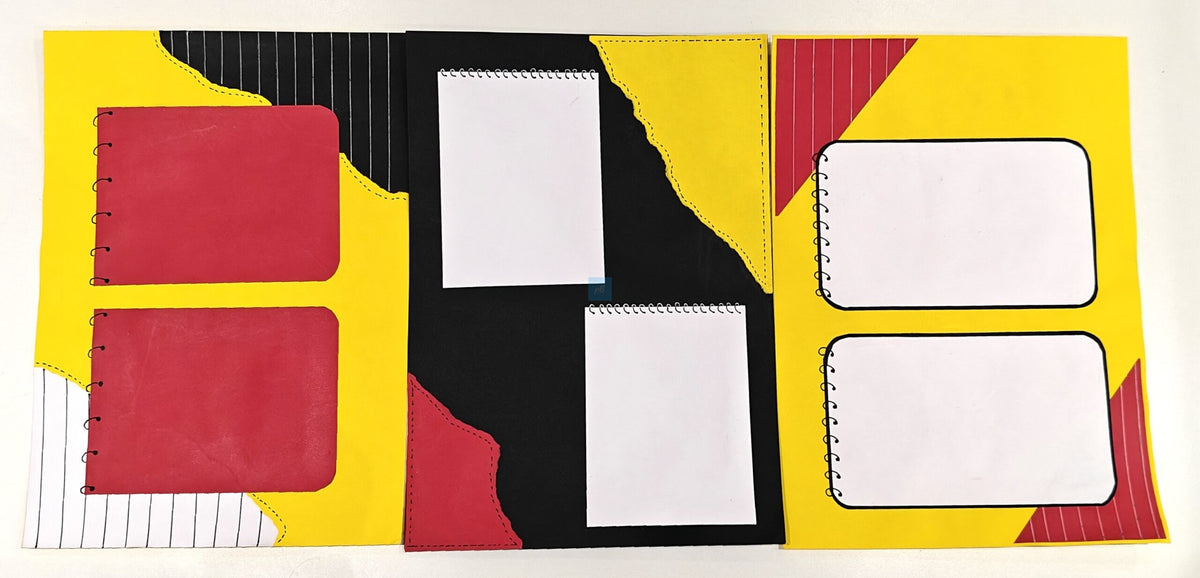Project Banao Bold Contrast Scrapbook Paper Set of 10 | 180 GSM Black-Red-Yellow Aesthetic Journaling Cards for Scrapbooking, Bullet Journal, Card Making, Planner Decoration & DIY Craft Supplies