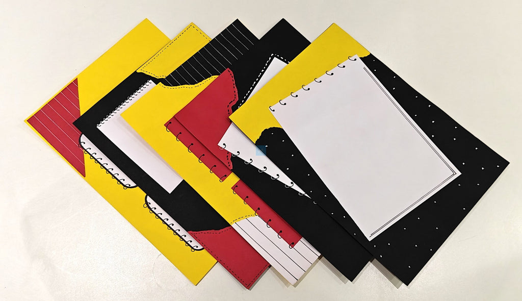Project Banao Bold Contrast Scrapbook Paper Set of 10 | 180 GSM Black-Red-Yellow Aesthetic Journaling Cards for Scrapbooking, Bullet Journal, Card Making, Planner Decoration & DIY Craft Supplies