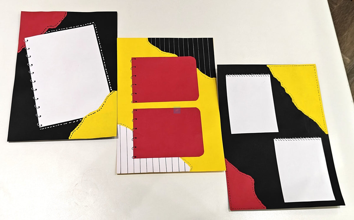 Project Banao Bold Contrast Scrapbook Paper Set of 10 | 180 GSM Black-Red-Yellow Aesthetic Journaling Cards for Scrapbooking, Bullet Journal, Card Making, Planner Decoration & DIY Craft Supplies