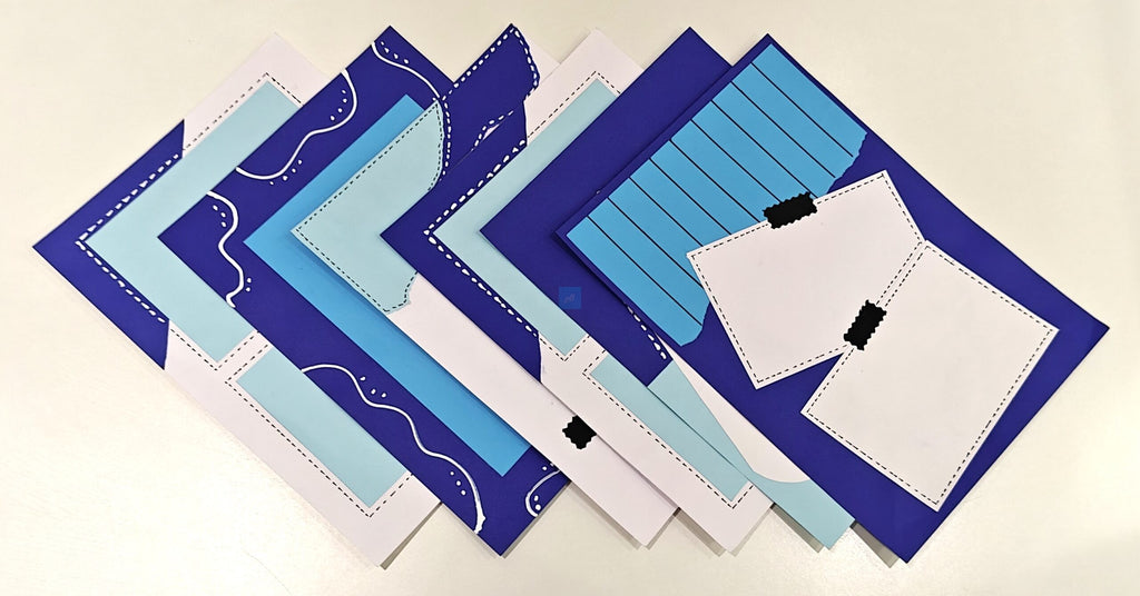Project Banao Aesthetic Blue Writing Paper (Set of 10) | Handmade A4 Designer Sheets for Journals, Letters, Scrapbooking & Creative Crafts | 180 GSM | Made in India