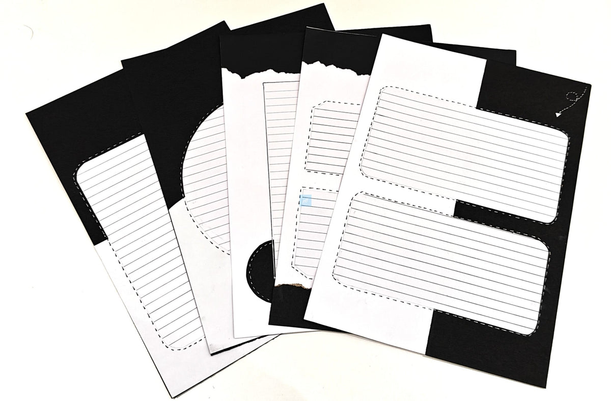 Project Banao Minimalist Black & White Writing Paper (Set of 10) | Handmade A4 Monochrome Designer Sheets for Journals, Letters, Scrapbooking & Crafts | 180 GSM | Made in India