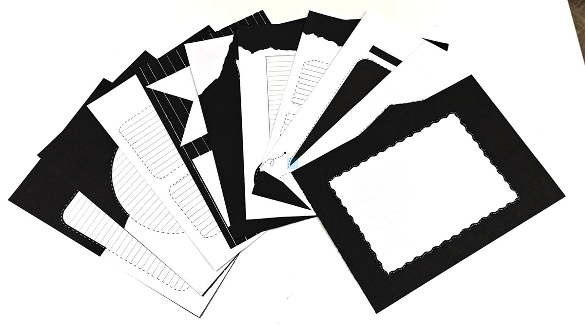 Project Banao Minimalist Black & White Writing Paper (Set of 10) | Handmade A4 Monochrome Designer Sheets for Journals, Letters, Scrapbooking & Crafts | 180 GSM | Made in India