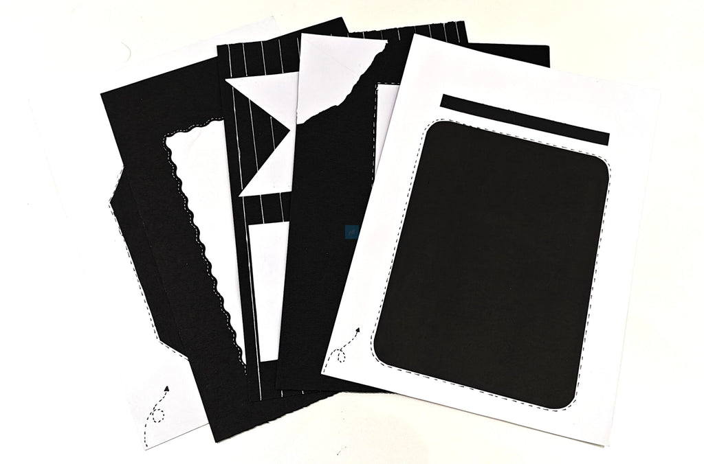Project Banao Minimalist Black & White Writing Paper (Set of 10) | Handmade A4 Monochrome Designer Sheets for Journals, Letters, Scrapbooking & Crafts | 180 GSM | Made in India