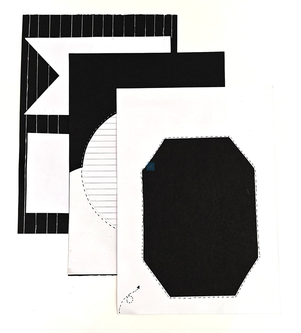 Project Banao Minimalist Black & White Writing Paper (Set of 10) | Handmade A4 Monochrome Designer Sheets for Journals, Letters, Scrapbooking & Crafts | 180 GSM | Made in India