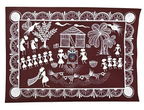 Handmade Warli Folk Art Painting of Tribal Village Life | Traditional Indian Tribal Art | Student Art Project & Home Wall Décor | Acrylic on Paper | A3 Size | Made in India