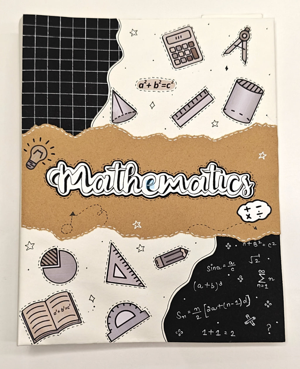 Project Banao Mathematics Project File | Black & White A4 Ring Folder | Handmade School & College Assignment File | Reusable Document Organizer | Made in India
