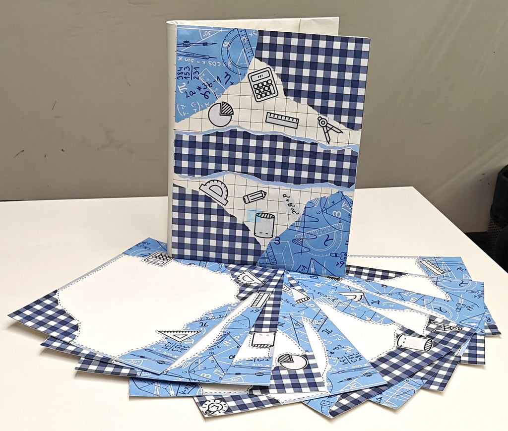 Project Banao A4 Project File & Sheets Combo – Blue & White Checkered Theme | 1 Handmade Ring Binder + 10 Designer Sheets | School & College Assignment & Project Folder | Made in India