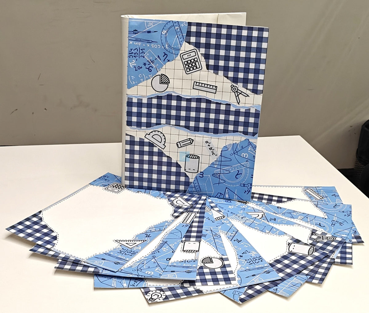 Project Banao A4 Project File & Sheets Combo – Blue & White Checkered Theme | 1 Handmade Ring Binder + 10 Designer Sheets | School & College Assignment & Project Folder | Made in India