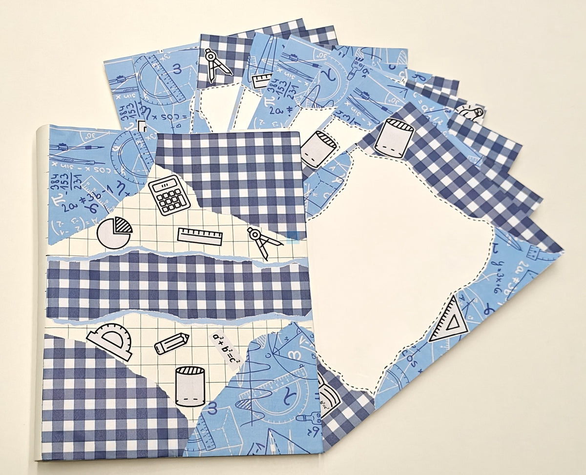 Project Banao A4 Project File & Sheets Combo – Blue & White Checkered Theme | 1 Handmade Ring Binder + 10 Designer Sheets | School & College Assignment & Project Folder | Made in India