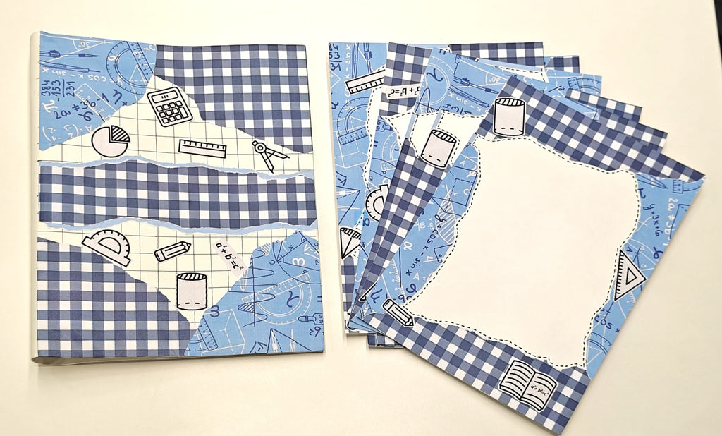 Project Banao A4 Project File & Sheets Combo – Blue & White Checkered Theme | 1 Handmade Ring Binder + 10 Designer Sheets | School & College Assignment & Project Folder | Made in India