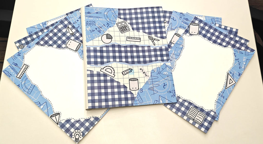 Project Banao A4 Project File & Sheets Combo – Blue & White Checkered Theme | 1 Handmade Ring Binder + 10 Designer Sheets | School & College Assignment & Project Folder | Made in India