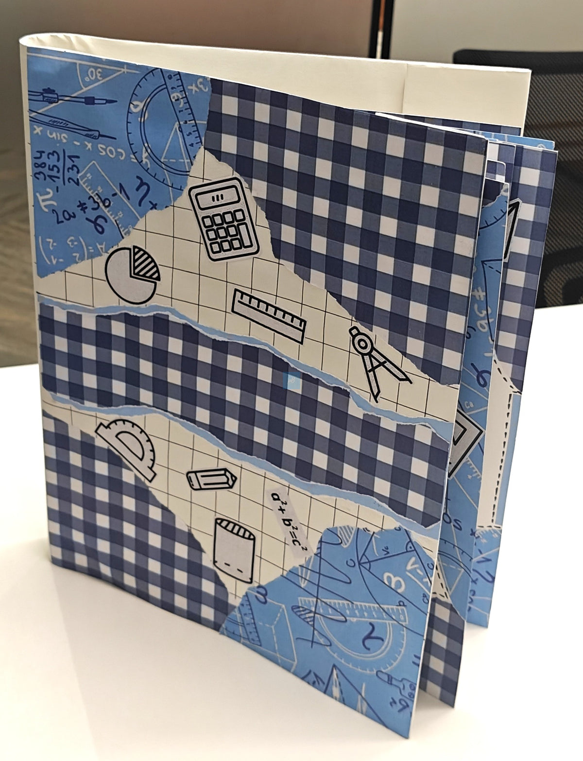 Project Banao A4 Project File & Sheets Combo – Blue & White Checkered Theme | 1 Handmade Ring Binder + 10 Designer Sheets | School & College Assignment & Project Folder | Made in India