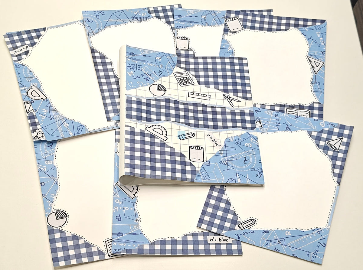 Project Banao A4 Project File & Sheets Combo – Blue & White Checkered Theme | 1 Handmade Ring Binder + 10 Designer Sheets | School & College Assignment & Project Folder | Made in India