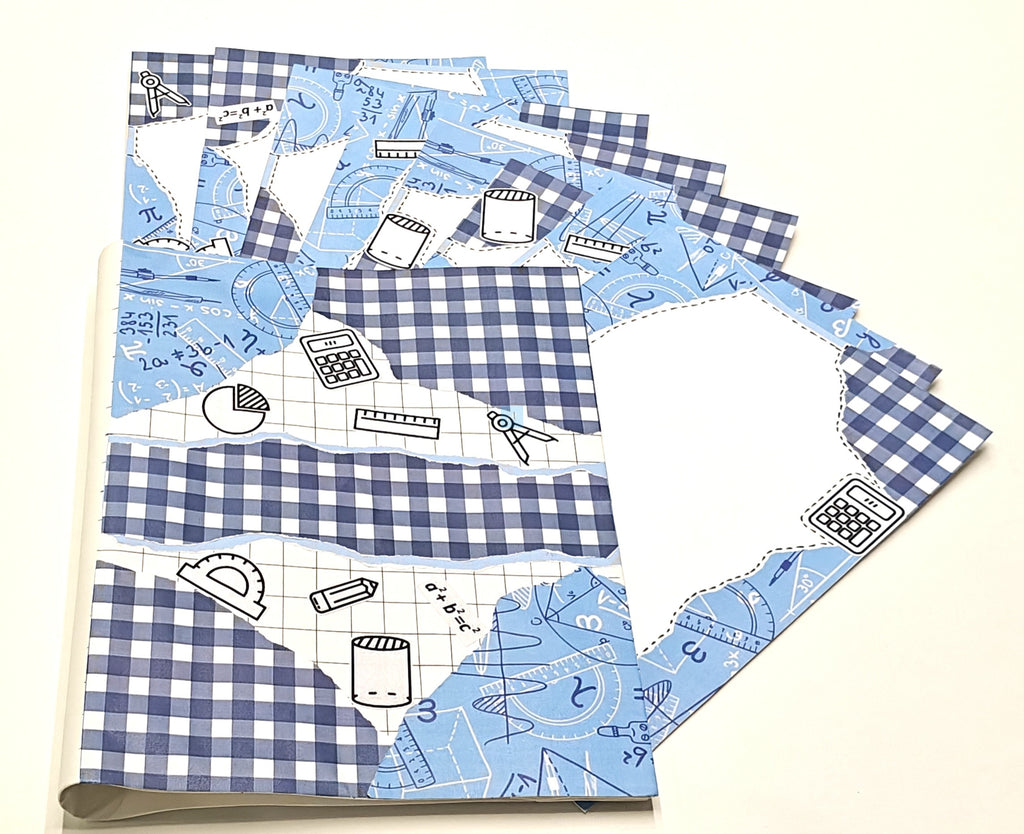 Project Banao A4 Project File & Sheets Combo – Blue & White Checkered Theme | 1 Handmade Ring Binder + 10 Designer Sheets | School & College Assignment & Project Folder | Made in India
