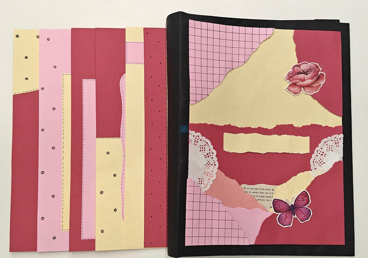 Project Banao A4 Handmade Project File Combo - Pink & Red Floral Theme | Ring Binder with 10 Designer Sheets | School & College Assignment Presentation File | Made in India
