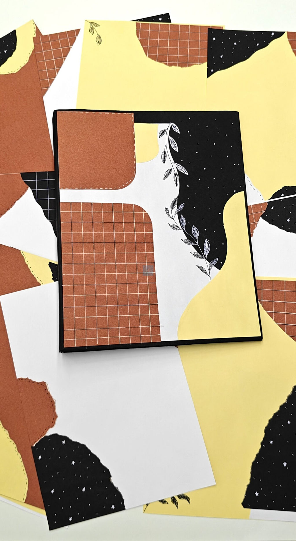 Project Banao Terracotta & Black Aesthetic A4 Project File & Sheets Combo | Handmade Ring Binder with 10 Designer Sheets | Decorative Presentation Folder for School & College Projects | Made in India