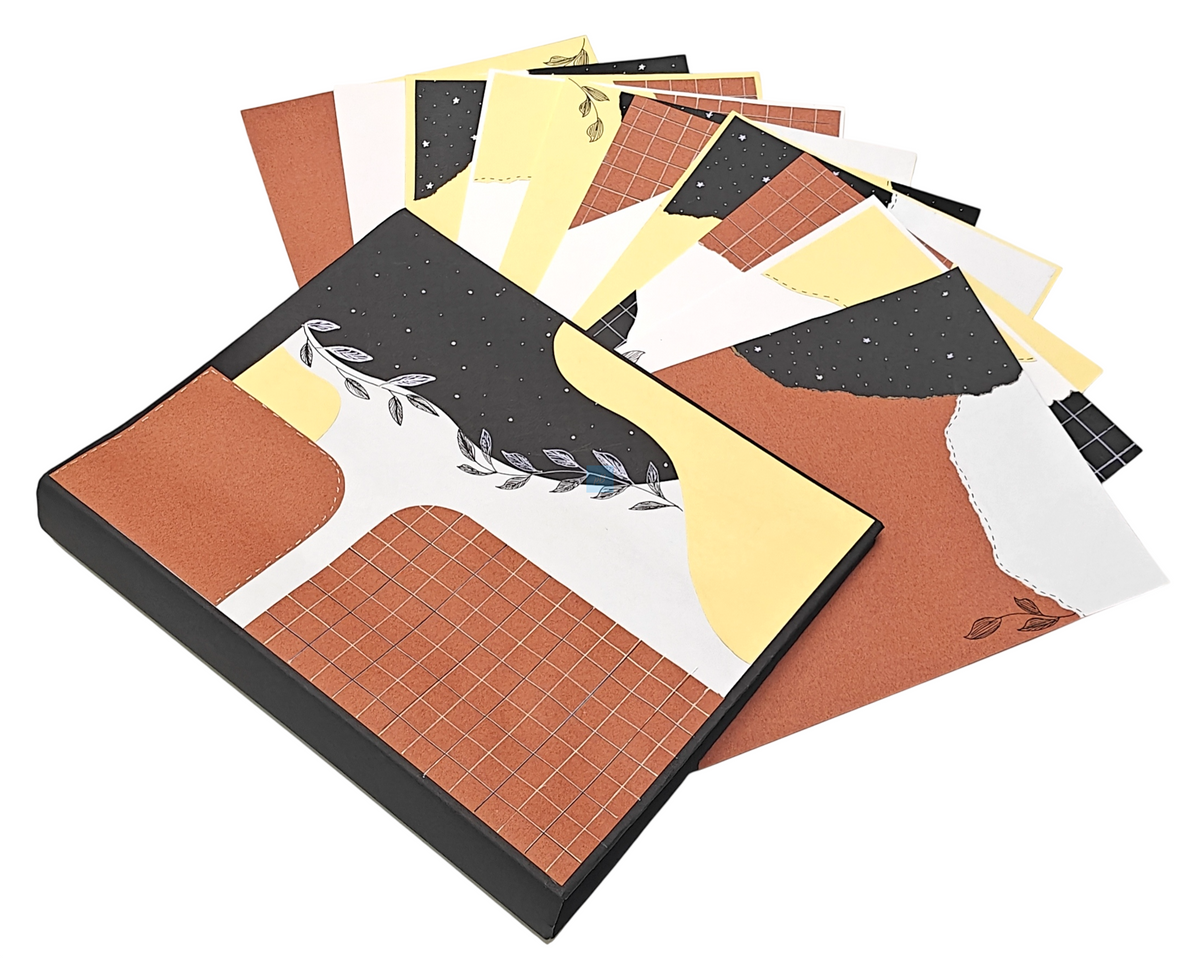 Project Banao Terracotta & Black Aesthetic A4 Project File & Sheets Combo | Handmade Ring Binder with 10 Designer Sheets | Decorative Presentation Folder for School & College Projects | Made in India