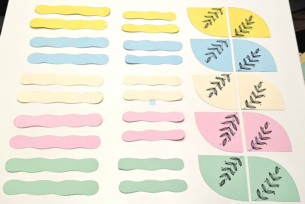 Project Banao Decoration Borders & Headings Cutouts Set - Yellow, Sky Blue & Pastel Beige Floral Leaf Theme | Borders, Headings & Subheadings, DIY School Project, Chart & Craft Decoration Supplies | Made in India