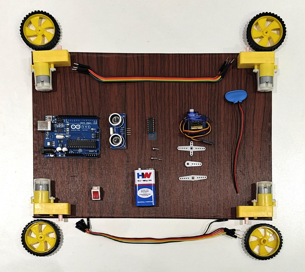 Project Banao Obstacle Avoiding Robot Car Kit | Arduino UNO Smart Autonomous Robot with Ultrasonic Sensor, 4WD Motors & Servo Motor | DIY Robotics STEM Science Project for School Students