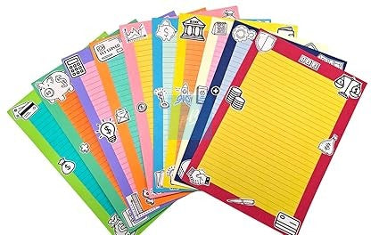 Handmade Designer Sheets (Finance Theme) | A4 Size Lined Paper for Projects, Notes & Scrapbooks | Colorful Stationery for Students, Teachers & Office Use | Pack of 10 Decorative Writing Sheets