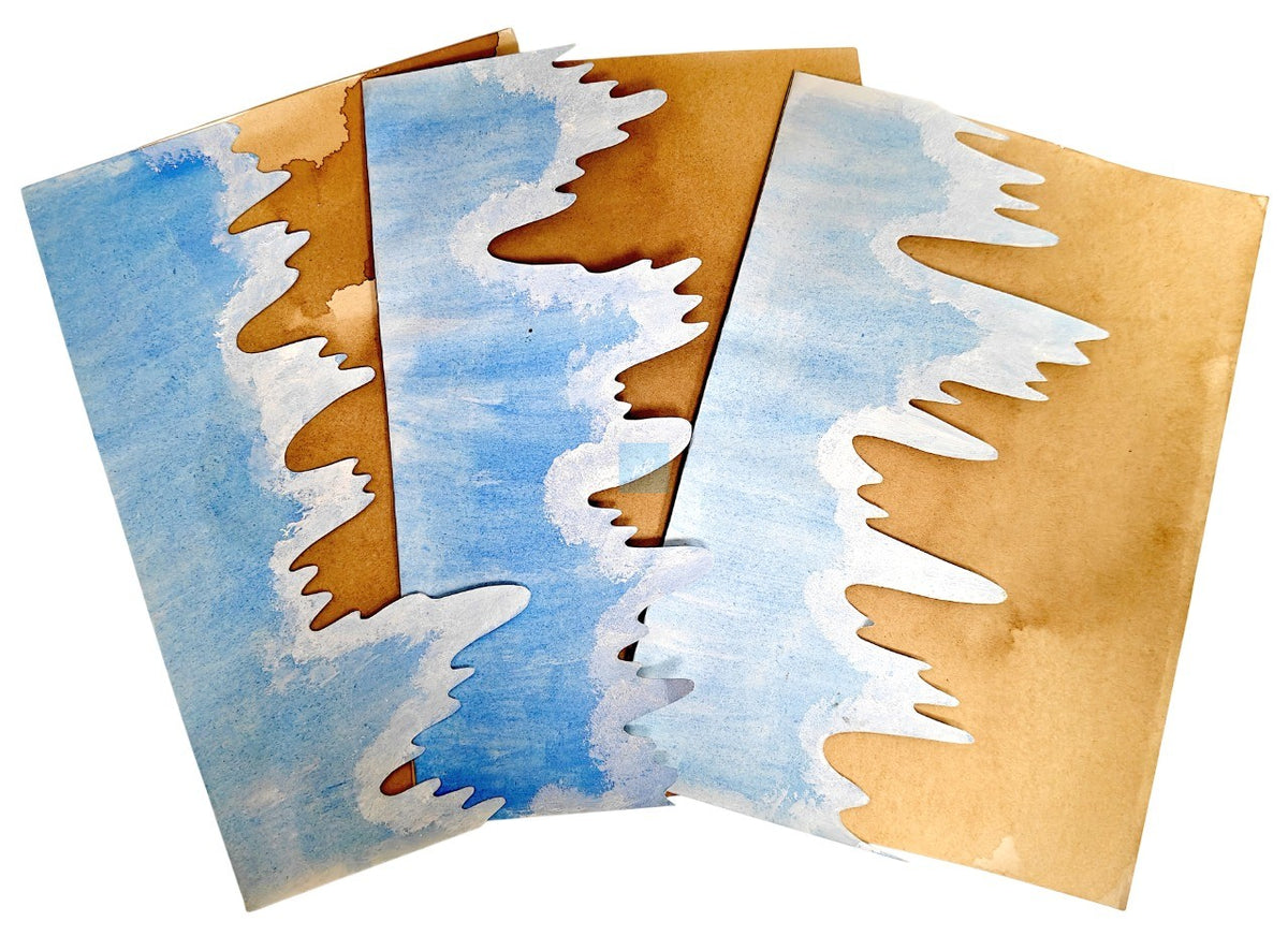 Project Banao A4 Handmade Designer Sheets | Artistic Blue & Brown Wave Pattern Craft Papers | Premium Handmade Paper for Art, Scrapbooking, Journals, Card Making & DIY Projects (Set of 10)