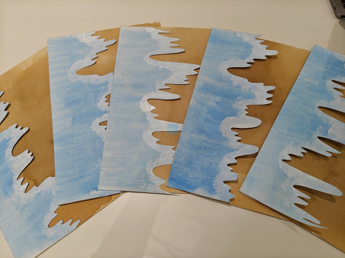 Project Banao A4 Handmade Designer Sheets | Artistic Blue & Brown Wave Pattern Craft Papers | Premium Handmade Paper for Art, Scrapbooking, Journals, Card Making & DIY Projects (Set of 10)