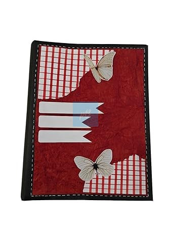 Project Banao Handmade Butterfly Folder for Documents | A4 Size File Folder for Office, School & College Use | Artistic Red Textured Paper Design | Fits A4-Size Sheets