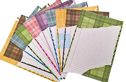 Handmade Designer A4 Sheets – Pack of 10 | Lined & Patterned Craft Paper | Premium Handmade Decorative Sheets for Art, Journals, Scrapbooking, School Projects | Multicolour Textured Writing Paper Set
