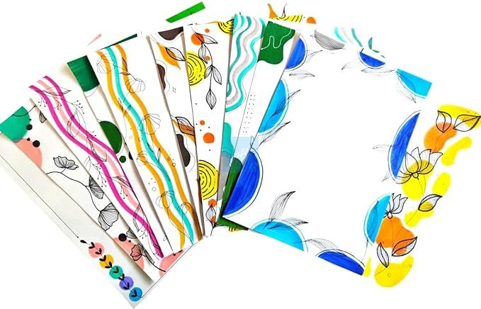 Project Banao A4 Designer Art Paper Sheets - Handcrafted Abstract & Floral Border Designs, 10 Sheets Set | Premium Drawing & Craft Paper for School, Office, and Gift Use | 180 GSM
