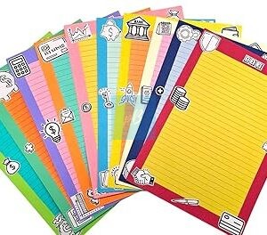 Handmade Designer Sheets (Finance Theme) | A4 Size Lined Paper for Projects, Notes & Scrapbooks | Colorful Stationery for Students, Teachers & Office Use | Pack of 10 Decorative Writing Sheets