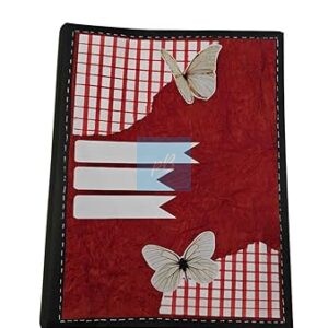 Project Banao Handmade Butterfly Folder for Documents | A4 Size File Folder for Office, School & College Use | Artistic Red Textured Paper Design | Fits A4-Size Sheets
