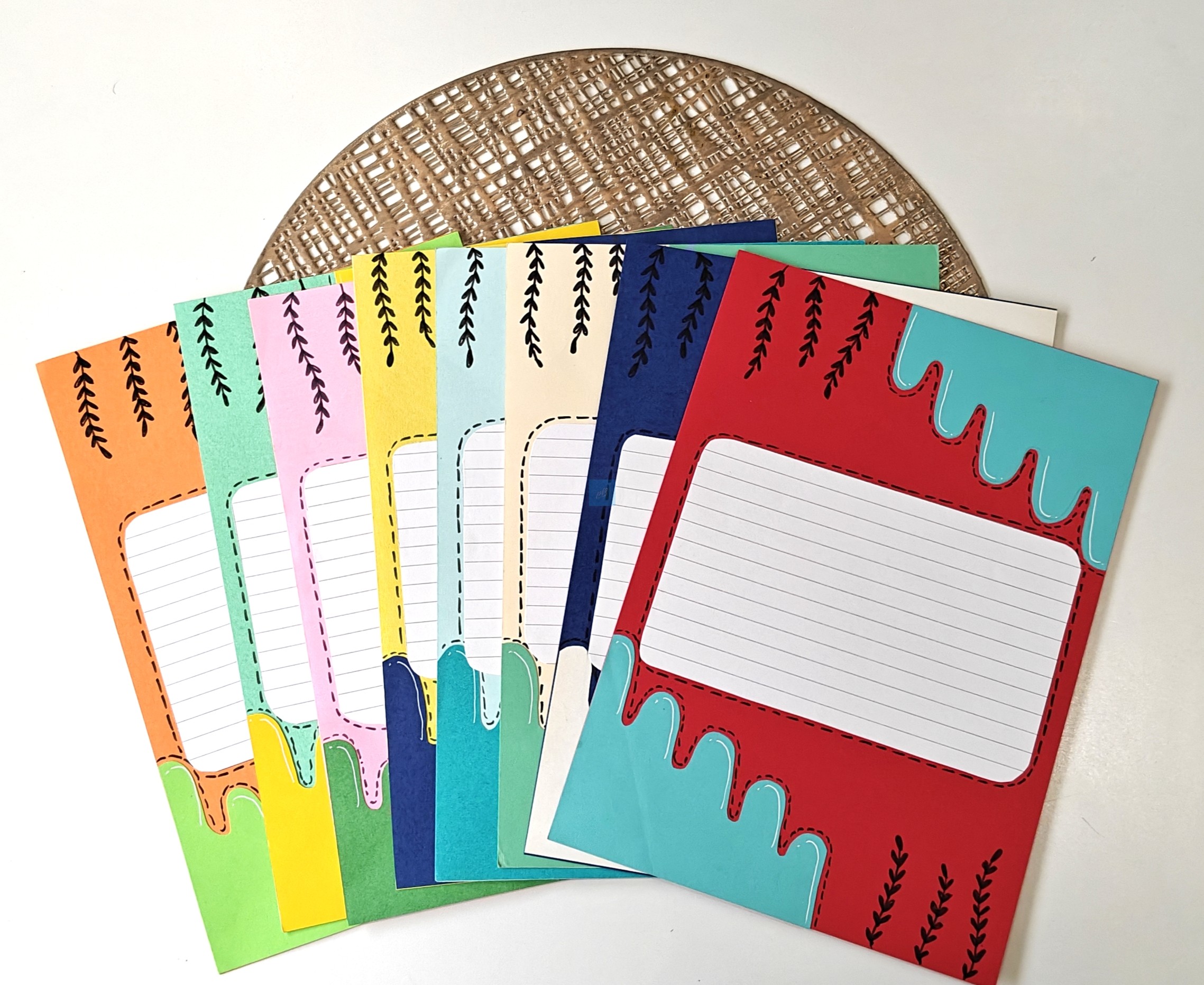 Project Banao Colourful Drip Design Writing Sheets | A4 Ruled Paper for Students, Office & Craft Projects | Premium Multicolor Stationery Pages | Decorative Writing Paper Set | Pack of 10 Sheets - Image 3